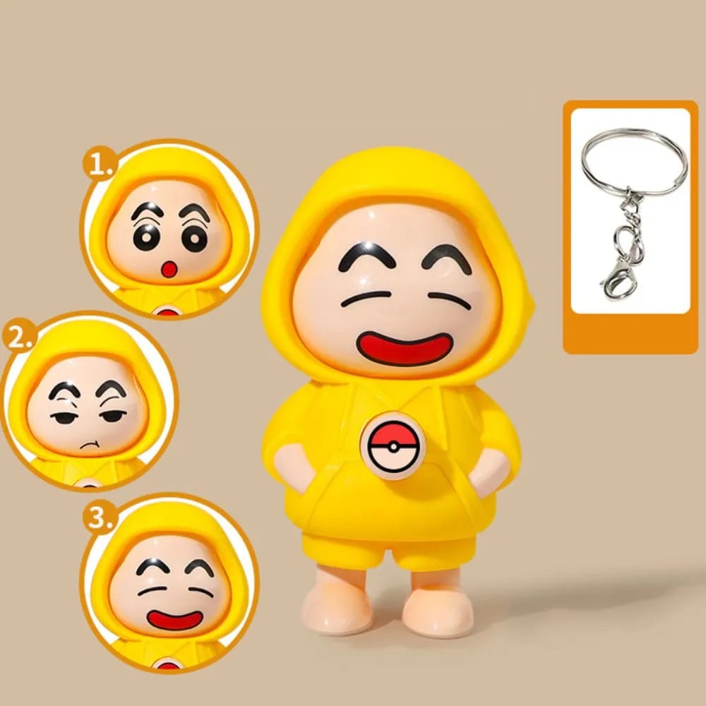 Crayon Shin‑chan Face Changing Doll | Collectible Keychain | DIY Crafts | Mini Cartoon Toy ( Random Design And Keychain)