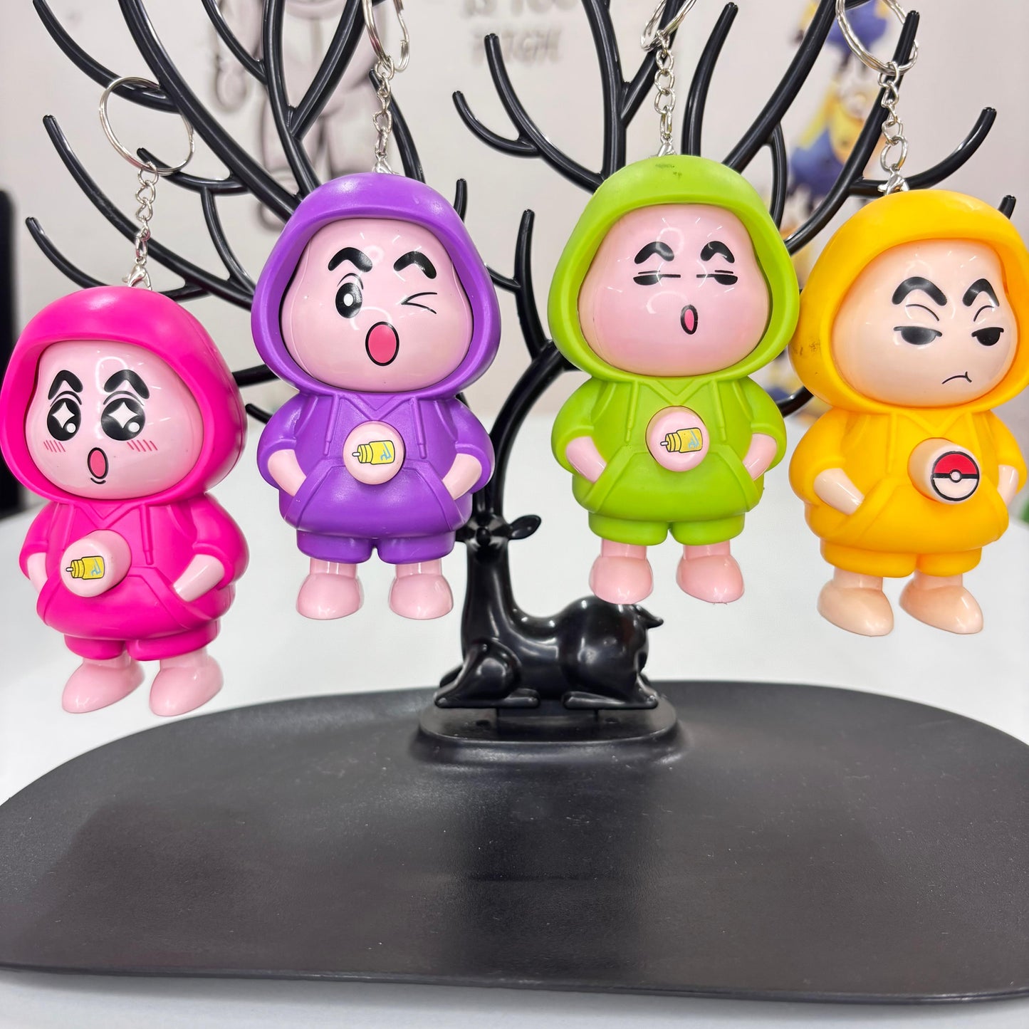 Crayon Shin‑chan Face Changing Doll | Collectible Keychain | DIY Crafts | Mini Cartoon Toy ( Random Design And Keychain)