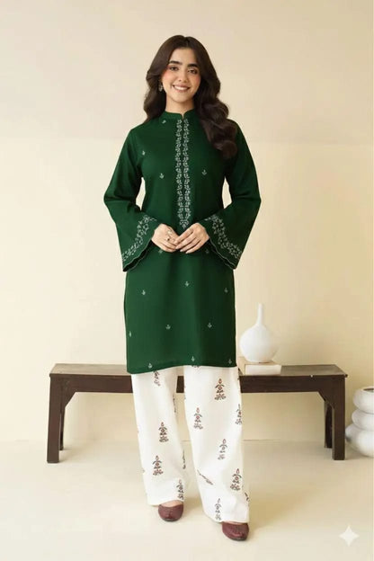 14 August Offer | 2 Pcs Women's Unstitched Embroidered Lawn Suit + FREE Stylish Handbag